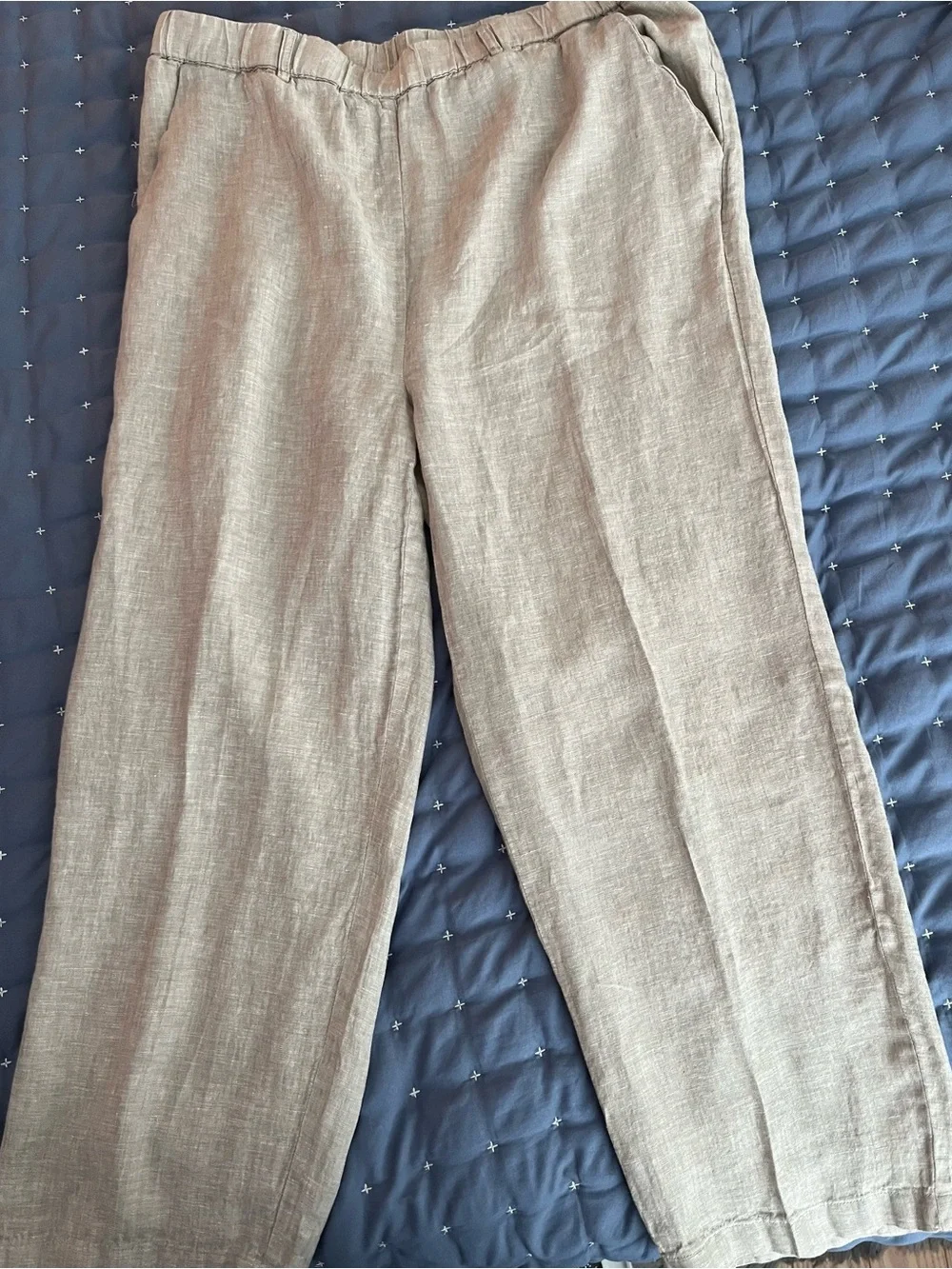 Quince brand Lightweight Linen Blend Wide-Leg Pants — Neutral Taupe